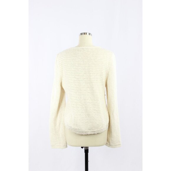 ZARA Ecru Ivory Contrast Cotton Blend Lace Knit Cardigan Sweater, Size XL - Picture 3 of 16